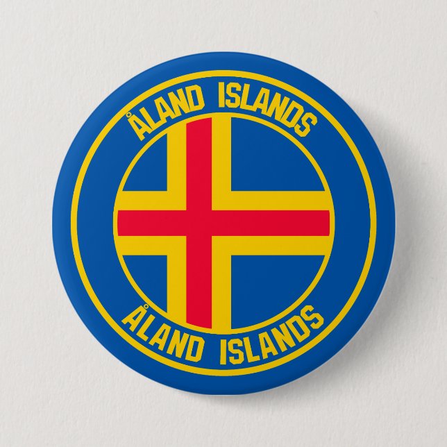 Badge Rond 7,6 Cm Emblème rond des îles Åland (Devant)