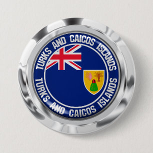 Badge Rond 7,6 Cm Emblème rond des îles Turques et Caïques
