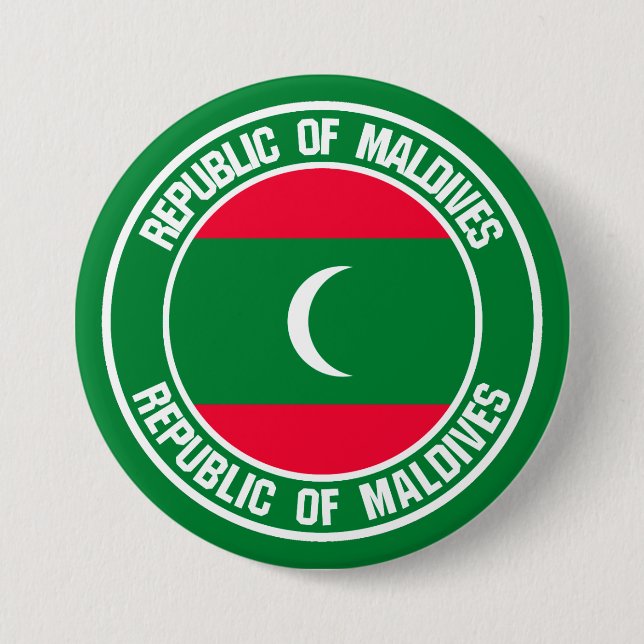 Badge Rond 7,6 Cm Emblème rond des Maldives (Devant)