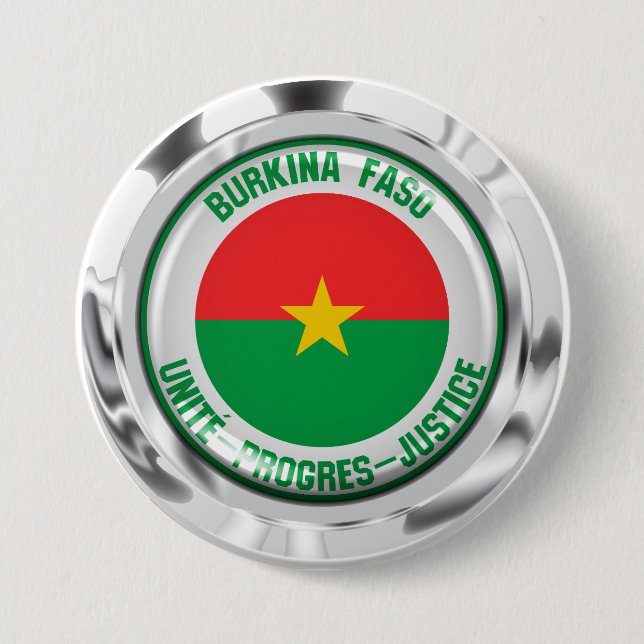 Badge Rond 7,6 Cm Emblème rond du Burkina Faso (Devant)