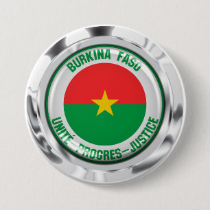 Badge Rond 7,6 Cm Emblème rond du Burkina Faso