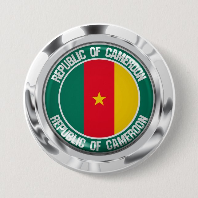 Badge Rond 7,6 Cm Emblème rond du Cameroun (Devant)
