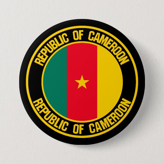 Badge Rond 7,6 Cm Emblème rond du Cameroun (Devant)