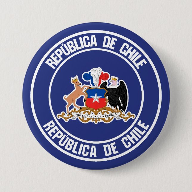 Badge Rond 7,6 Cm Emblème rond du Chili (Devant)