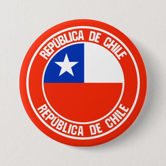 Badge Rond 7,6 Cm Emblème rond du Chili (Devant)
