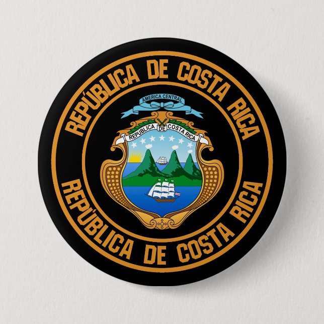 Badge Rond 7,6 Cm Emblème rond du Costa Rica (Devant)