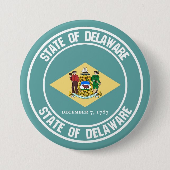 Badge Rond 7,6 Cm Emblème rond du Delaware (Devant)
