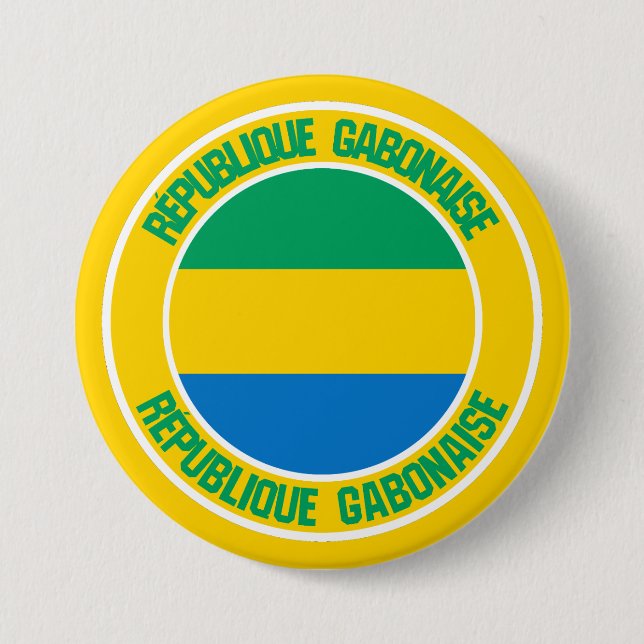 Badge Rond 7,6 Cm Emblème rond du Gabon (Devant)