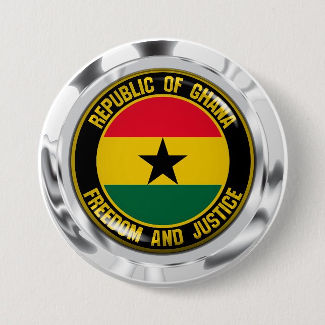 Badge Rond 7,6 Cm Emblème rond du Ghana (Devant)