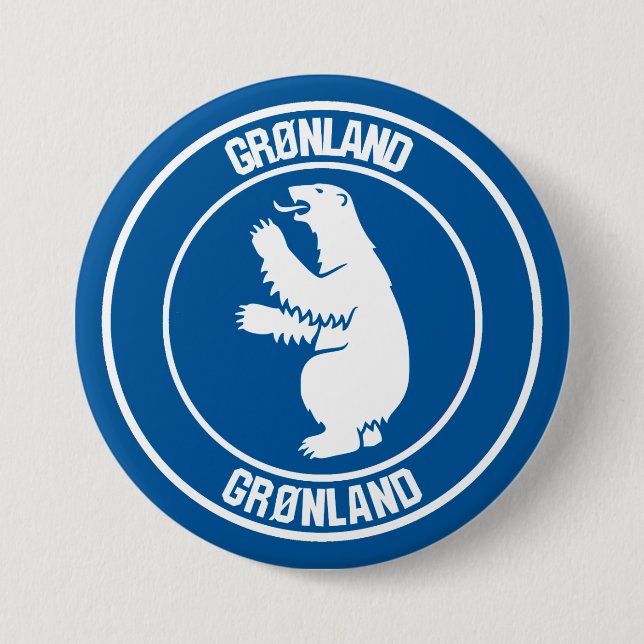 Badge Rond 7,6 Cm Emblème rond du Groenland (Devant)