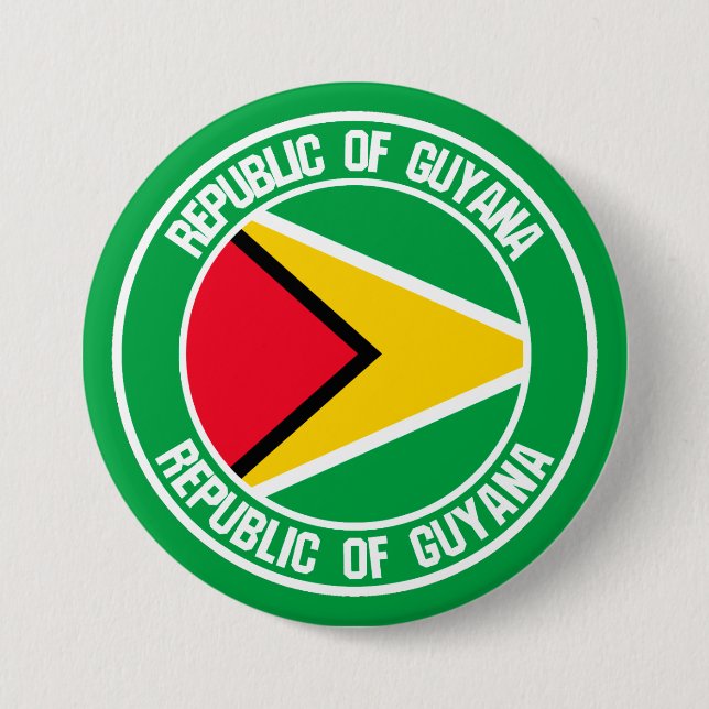 Badge Rond 7,6 Cm Emblème rond du Guyana (Devant)