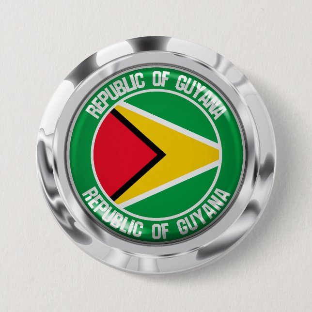 Badge Rond 7,6 Cm Emblème rond du Guyana (Devant)