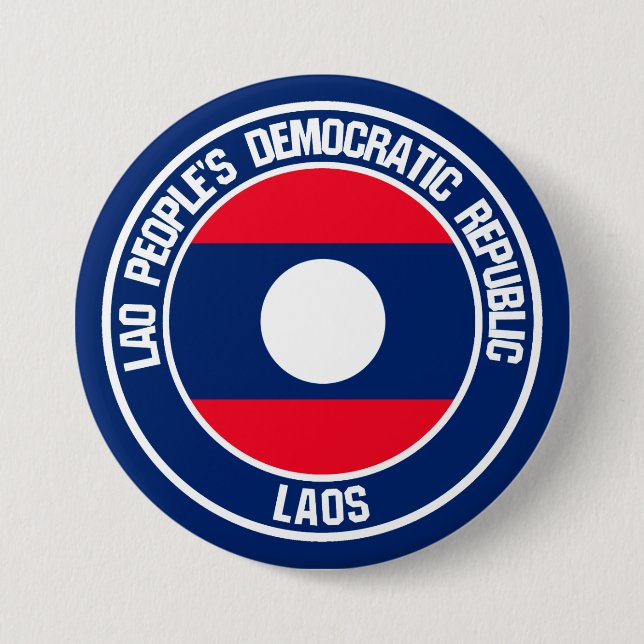 Badge Rond 7,6 Cm Emblème rond du Laos (Devant)