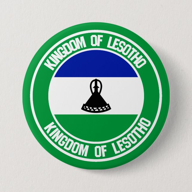 Badge Rond 7,6 Cm Emblème rond du Lesotho (Devant)