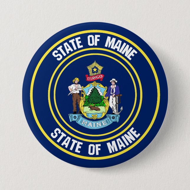 Badge Rond 7,6 Cm Emblème rond du Maine (Devant)