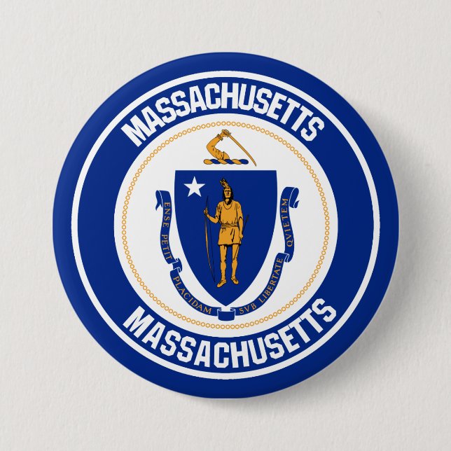 Badge Rond 7,6 Cm Emblème rond du Massachusetts (Devant)