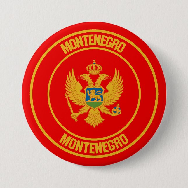 Badge Rond 7,6 Cm Emblème rond du Monténégro (Devant)