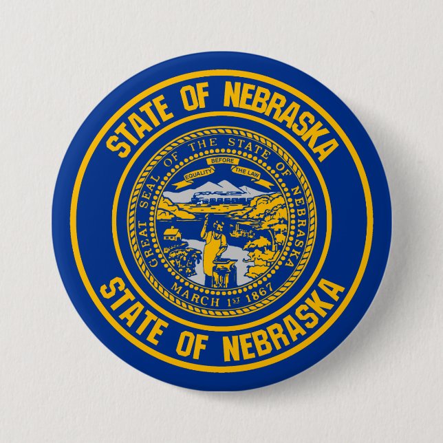 Badge Rond 7,6 Cm Emblème rond du Nebraska (Devant)