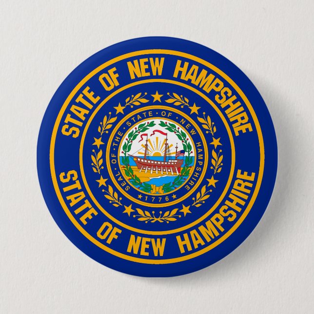 Badge Rond 7,6 Cm Emblème rond du New Hampshire (Devant)