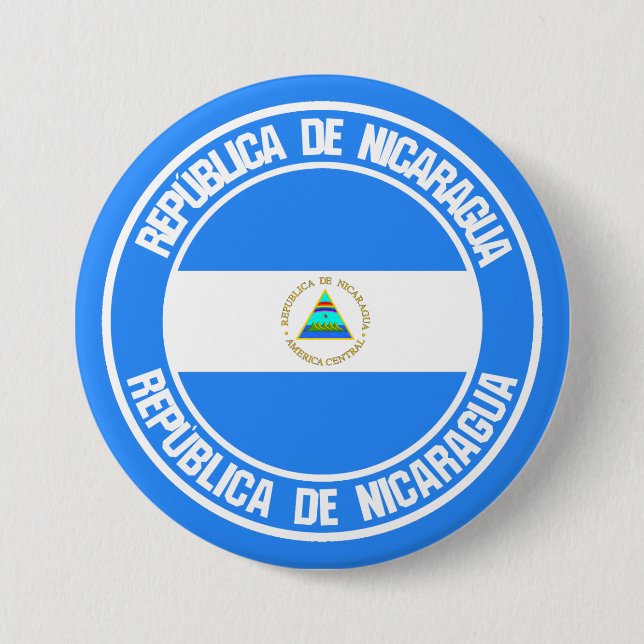 Badge Rond 7,6 Cm Emblème rond du Nicaragua (Devant)