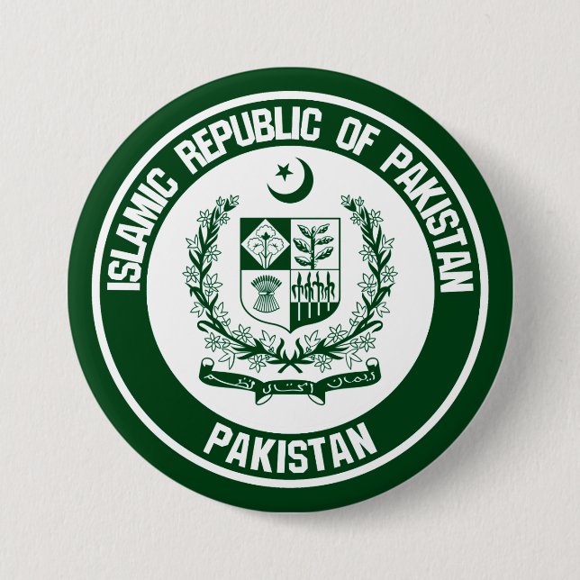 Badge Rond 7,6 Cm Emblème rond du Pakistan (Devant)