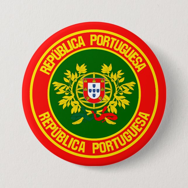 Badge Rond 7,6 Cm Emblème rond du Portugal (Devant)