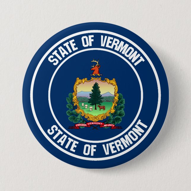 Badge Rond 7,6 Cm Emblème rond du Vermont (Devant)