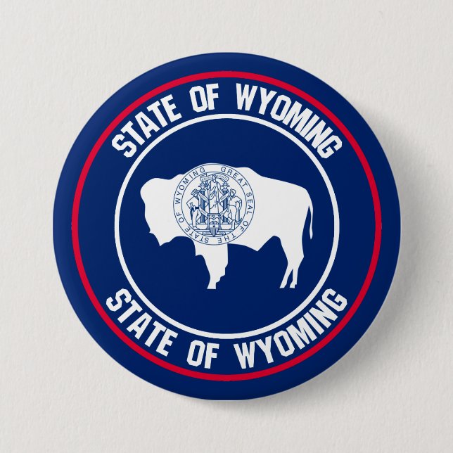 Badge Rond 7,6 Cm Emblème rond du Wyoming (Devant)
