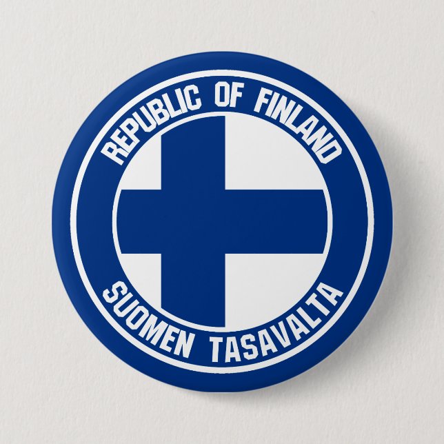 Badge Rond 7,6 Cm Emblème rond finlandais (Devant)