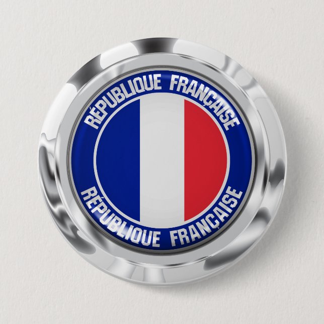 Badge Rond 7,6 Cm Emblème rond France (Devant)