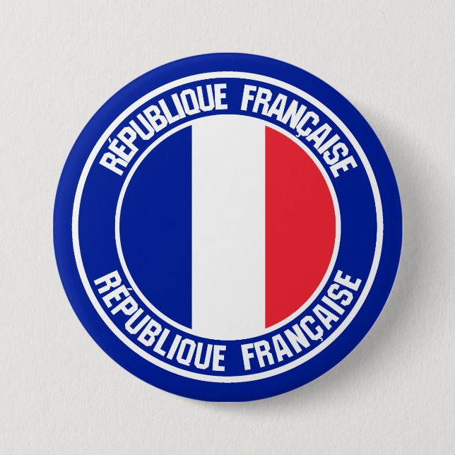Badge Rond 7,6 Cm Emblème rond France (Devant)