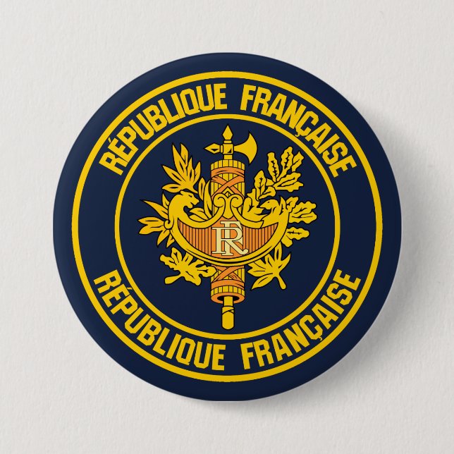 Badge Rond 7,6 Cm Emblème rond France (Devant)