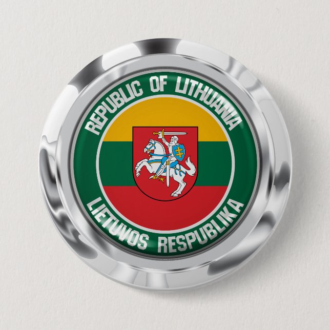 Badge Rond 7,6 Cm Emblème rond lituanien (Devant)