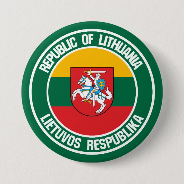 Badge Rond 7,6 Cm Emblème rond lituanien (Devant)