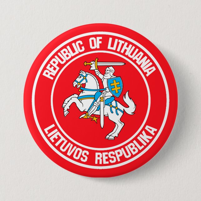 Badge Rond 7,6 Cm Emblème rond lituanien (Devant)