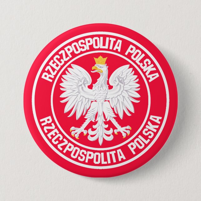 Badge Rond 7,6 Cm Emblème rond polonais (Devant)
