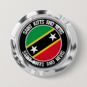 Badge Rond 7,6 Cm Emblème rond Saint-Kitts-et-Nevis