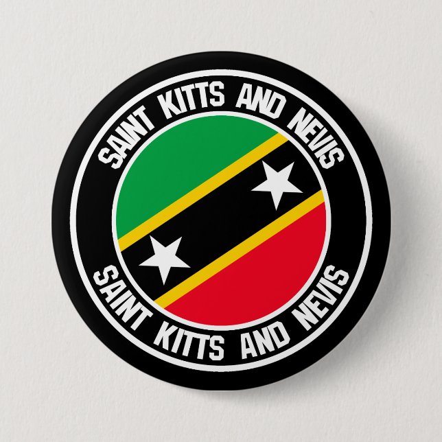 Badge Rond 7,6 Cm Emblème rond Saint-Kitts-et-Nevis (Devant)