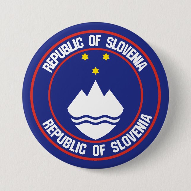 Badge Rond 7,6 Cm Emblème rond Slovénie (Devant)