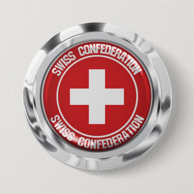 Badge Rond 7,6 Cm Emblème rond Suisse (Devant)