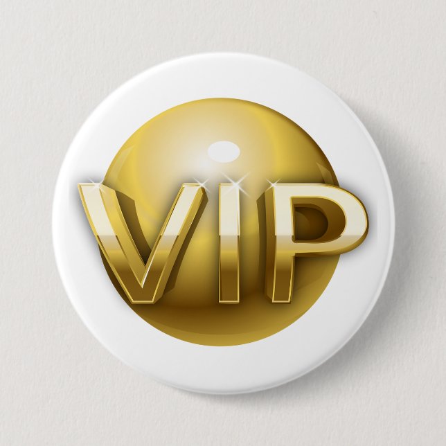 Badge Rond 7,6 Cm Emblème VIP Luxe 3D Or (Devant)