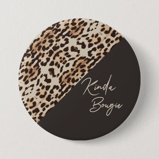 Badge Rond 7,6 Cm Empreinte Leopard Brown Kinda Bougie (Devant)