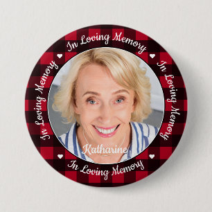 Badge Rond 7,6 Cm En Mémoire Amour Rouge Plaid Photo personnalisée M