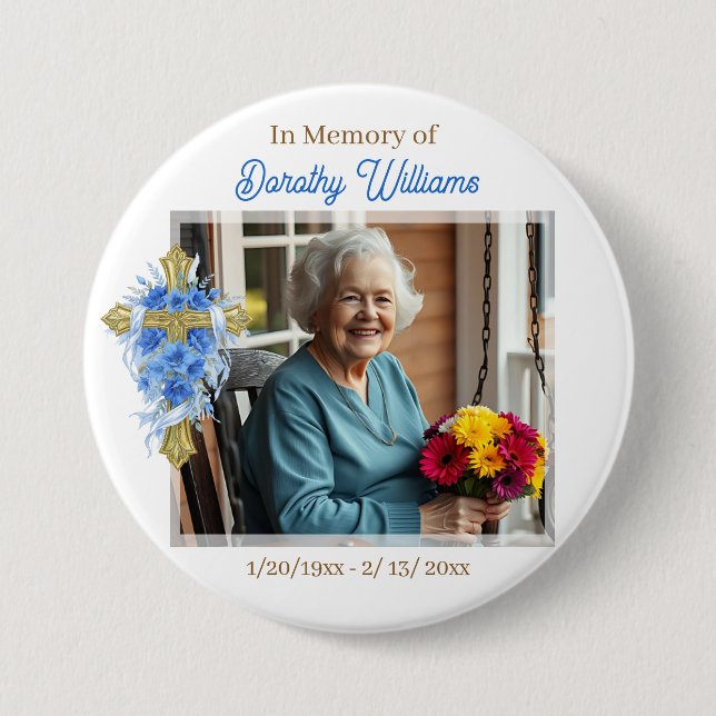 Badge Rond 7,6 Cm En Souvenir Affectueux | Mémorial Photo (Devant)