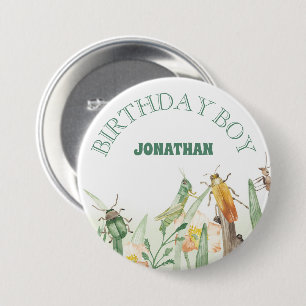 Badge Rond 7,6 Cm Enfant à l'aquarelle Insecte Anniversaire Garçon
