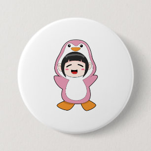 Badge Rond 7,6 Cm Enfant avec costume de pingouin
