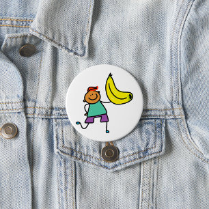 Badge Rond 7,6 Cm Enfant Joueur tenant une grande banane jaune