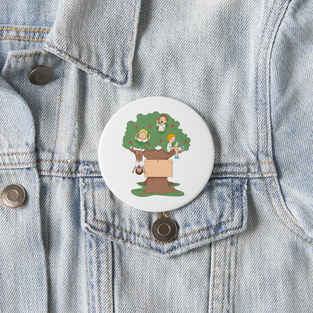 Badge Rond 7,6 Cm Enfants amusants jouant dans l'arbre Apple (Créateur téléchargé)