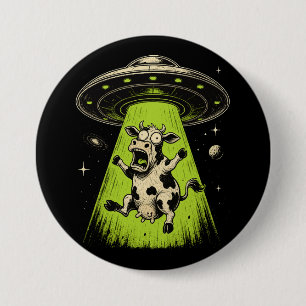 Badge Rond 7,6 Cm Enlèvement de vache extraterrestre Weirdcore Surré