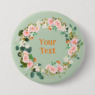 Badge Rond 7,6 Cm Énoncé de l'ordinateur portable à fleurs roses